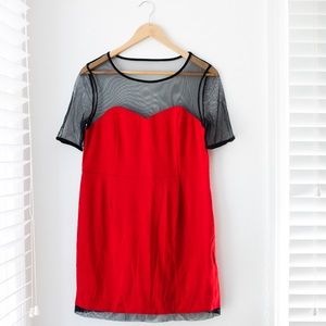 Red Dress With Mesh Top